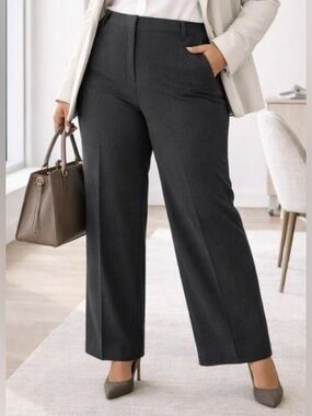 LANE BRYANT Perfect Drape Wide Leg Pants Sz 24P Petite High Rise Grey Capsule